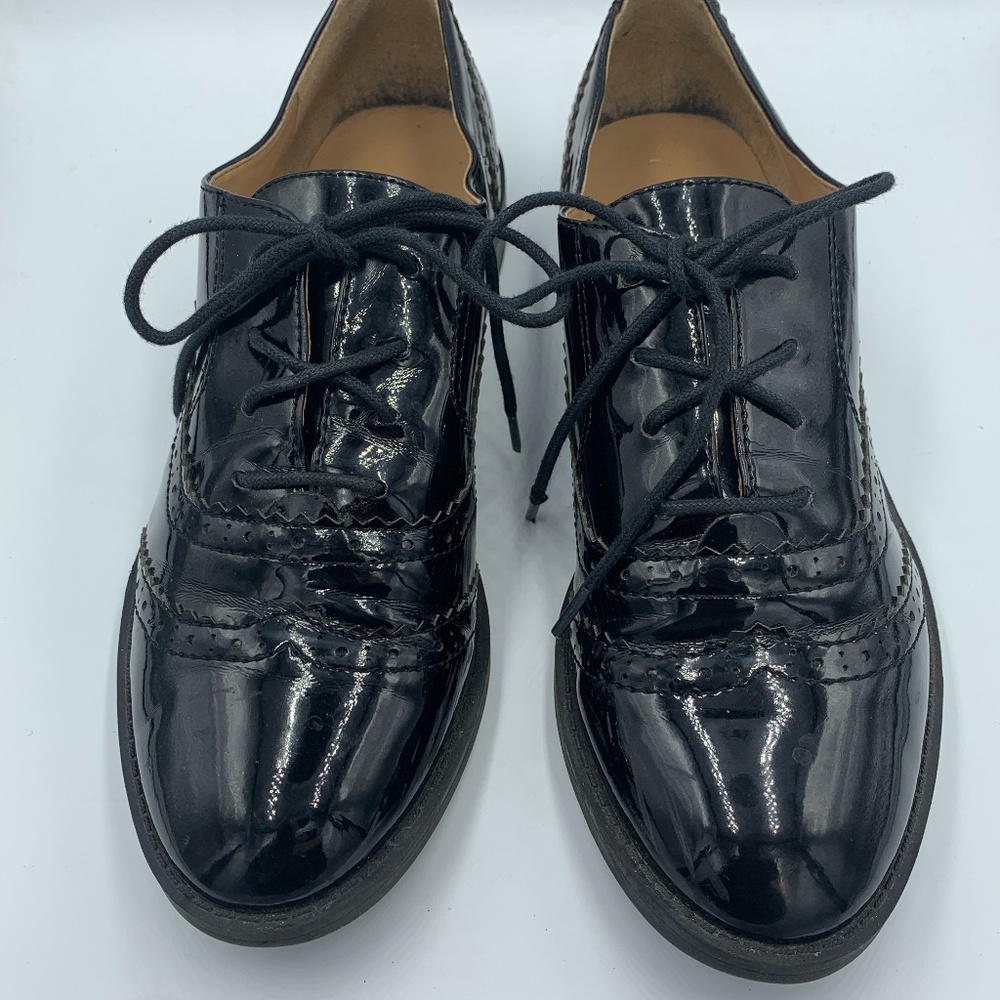 Franco Sarto Black Patent Leather Oxford Shoes